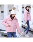 2019 kurtka kobiety moda zima ciepłe grube stałe krótki styl bawełny wyściełane parki stojak na płaszcze kołnierz XL XXL