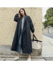 LANMREM nowa moda czarny Oversize klapy powrót Vent przycisk kurtka zimowa 2018 damska długi bawełny płaszcz Jaqueta Feminina WT