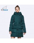 ICEbear 2019 nowych kobiet kurtka zimowa płaszcz szczupła zima pikowany płaszcz z długim kapturem Slim parki zagęścić odzież wie