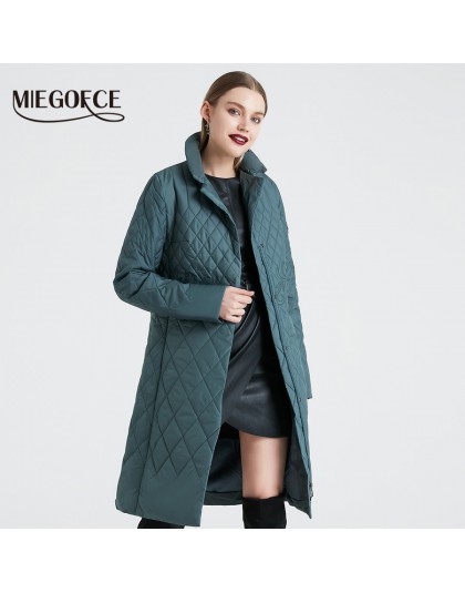 MIEGOFCE 2019 wiosna kobiety płaszcz z kapturem ciepła kurtka kobiet cienkie bawełniane pikowany płaszcz z stojący kołnierz nowa