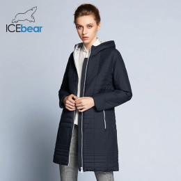 ICEbear 2019 jesień długie bawełniane damskie płaszcze z kapturem moda kobiety wyściełane marki jesień kurtka Parka B17G292D