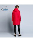 ICEbear 2019 jesień długie bawełniane damskie płaszcze z kapturem moda kobiety wyściełane marki jesień kurtka Parka B17G292D