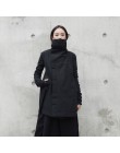 [EAM] 2019 nowych moda zima stojak realizacji nieregularne długi typ ubrania wyściełane bawełną luźne płaszcz stały czarna kurtk