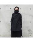 [EAM] 2019 nowych moda zima stojak realizacji nieregularne długi typ ubrania wyściełane bawełną luźne płaszcz stały czarna kurtk