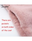 Elegancki różowy płaszcz dla kobiet damski modny jesień zima pluszowy
