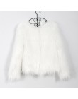 Moda futrzane Faux Fur Coat kobiety puszyste ciepłe z długim rękawem damska odzież wierzchnia jesień płaszcz zimowy kurtka owłos