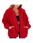Elegancki Faux Fur Coat kobiety 2019 jesień zima gruby ciepły miękki polar kurtka kieszeń na zamek odzież wierzchnia płaszcz nie
