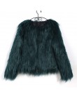 Moda futrzane Faux Fur Coat kobiety puszyste ciepłe z długim rękawem damska odzież wierzchnia jesień płaszcz zimowy kurtka owłos