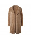 Elegancki długi Płaszcz ze Sztucznego Futra Damski Dla Kobiet jesień zima ciepły miękki kurtka pluszowy na co dzień