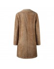 Elegancki długi Płaszcz ze Sztucznego Futra Damski Dla Kobiet jesień zima ciepły miękki kurtka pluszowy na co dzień