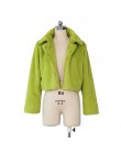 BOOFEENAA moda Lime Green krótkie Faux Fur Coat zima Neon fluorescencyjny ciepły sweter przycięte kurtka puszyste Teddy płaszcze