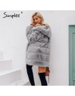 Simplee Vintage fluffy bluza z kapturem faux fur coat kobiety zima szary kurtka płaszcz kobieta Plus rozmiar ciepłe długie codzi