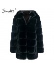 Simplee Vintage fluffy bluza z kapturem faux fur coat kobiety zima szary kurtka płaszcz kobieta Plus rozmiar ciepłe długie codzi
