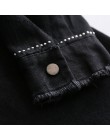 Rejina pyo kobiety czarny wysokiej jakości luźna kurtka dżinsowa płaszcz cekinami frędzle Streetwear cały mecz psychicznego zada