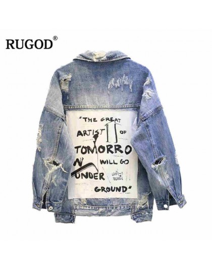 RUGOD podstawowe płaszcz bombowce tkanina w stylu vintage Patchwork kurtka dżinsowa kobiety Cowboy Jeans 2019 jesień postrzępion