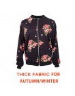 Plus rozmiar wiosna kurtki damskie Retro kwiatowy drukowane płaszcz kobiet z długim rękawem odzież wierzchnia krótki Bomber kurt