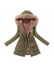 Kobiety Parka moda jesień ciepłe kurtki zimowe futrzany kołnierz damski płaszcze długie parki bluzy biurowe Lady bawełna Plus ro