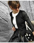 2019 kobiet podstawowe płaszcze kurtki wiosna czarny zamek Crop kurtka PU w stylu Punk bandaż kobiety PU skórzana kurtka płaszcz