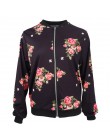 Retro kwiatowy drukowane krótkie kurtki kobieta Zipper Bomber kobiet wiosna znosić na co dzień z długim rękawem odzież damska Pl