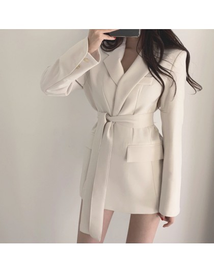 Colorfaith nowy 2019 jesień zima kobiety kurtki panie biurowe Lace up ścięty formalne znosić elegancki biały czarny topy JK7040