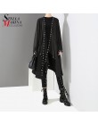 2019 koreański styl kobiety bardzo długi jednolity czarna kurtka otwarta konstrukcja długa taśma szyte metalowe otwory kobieta s