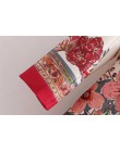 2018 kobiety w stylu Vintage Retro czerwony kwiatowy nadruk Kimono garnitur kurtka damska talia bowknot sashes znosić business c