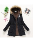 Płaszcz kobiety gruby płaszcz zimowy ciepłe z kapturem kieszenie Slim Faux futro Parka kurtka kobiet