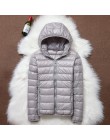 Zima kobiety ultralekki dół kurtki 90% kaczki płaszcz puchowy kurtki z długim rękawem Slim ciepła parka kobiet z kapturem stałe 