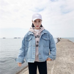 Cienkie kobiet kurtka na co dzień koreański kobiet kurtka dżinsowa minimalizm jesień kurtka kobiet 2019 w stylu Vintage duża kie