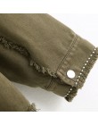 W stylu Vintage stylowe frędzlami zroszony luźne kurtka dżinsowa płaszcz kobiety 2019 moda z długim rękawem postrzępione wykończ