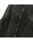 2019 kobiet kurtka dżinsowa płaszcz frędzle kobiety czarne kurtki Abrigo Mujer topy dla kobiet Chaquetas Mujer kobiety Denim pła