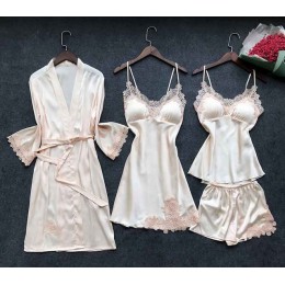 Seksowna damska szata i suknia ustawia koronki szlafrok + sukienka wieczorowa 4 cztery kawałki bielizna nocna damska zestaw snu 