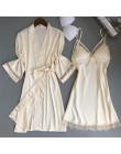 Sexy kobiety Rayon Kimono szlafrok biały suknia ślubna dla panny młodej druhna szata zestaw koronki wykończenia bielizna nocna u