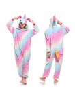 Kobiety Kigurumi jednorożec piżamy zestawy flanelowe śliczne piżama w zwierzątka zestawy kobiety zima unicornio Nightie piżamy b