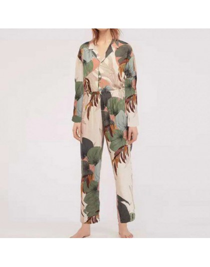 2019 piżamy damskie z krótkim rękawem przycięte spodnie piżamy zestaw Shein drukarnie Lapel na co dzień duży rozmiar luźne cienk
