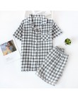Japoński proste krótkie piżamy damskie 100% bawełna krótkie rękawy panie piżamy ustawia spodenki Cute cartoon bielizna nocna kob