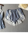 Freshing lato Sexy Patchwork koronki szorty damskie piżamy zestaw oddychające Spaghetti pasek kobiet bielizna