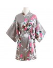 Sexy suknia ślubna dla panny młodej druhna opatrunek szata szary pani Kimono szlafrok duży rozmiar XXXL bielizna nocna kwiatowy 