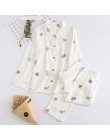 Korea świeży liść klonu piżamy ustawia kobiety 100% gaza bawełniana z długim rękawem na co dzień bielizna nocna kobiet piżamy la