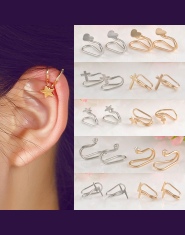 Moda 1 Pc Srebrzyste/Golden Ear Cuff Kolczyki Kobiety Urocze Gorące Non Piercing Chrząstki Ucha Klip