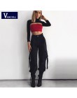 Vangull czarny wysokiej talii spodnie Cargo kobiety kieszenie Patchwork luźne Streetwear ołówek spodnie 2019 moda Hip Hop spodni