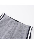 InstaHot elastyczne rozciągliwe boczne paski Plaid ołówek spodnie kobiety dorywczo jesień damskie spodnie elastyczne talia Tweed