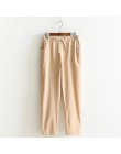 Damskie jesień/lato Harem spodnie bawełniane lniane stałe elastyczny pas cukierkowe kolory Harem spodnie miękkie wysokiej jakośc