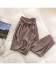 Woherb koreański jesień szerokie spodnie nogi kobiet dorywczo wysokiej talii spodnie z łuk pas 2019 nowy plisowane spodnie spodn