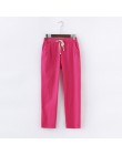 Garemay bawełniane spodnie lniane dla kobiet spodnie luźne dorywczo jednolity kolor kobiety Harem spodnie Capri duże rozmiary da