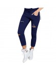 WENYUJH S-4XL Skinny Jeans kobiety spodnie jeansowe otwory spodnie ołówkowe z poszarpanym kolanem spodnie typu casual czarny bia