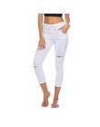 WENYUJH S-4XL Skinny Jeans kobiety spodnie jeansowe otwory spodnie ołówkowe z poszarpanym kolanem spodnie typu casual czarny bia