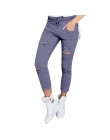 WENYUJH S-4XL Skinny Jeans kobiety spodnie jeansowe otwory spodnie ołówkowe z poszarpanym kolanem spodnie typu casual czarny bia