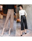 2019 jesień Brand New kobiety PU spodnie skórzane popędzający wysoka talia Faux skórzane damskie spodnie spodnie zimowe spodnie 