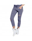 WENYUJH S-4XL Skinny Jeans kobiety spodnie jeansowe otwory spodnie ołówkowe z poszarpanym kolanem spodnie typu casual czarny bia